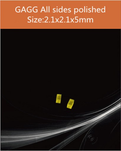 GAGG Ce scintillation crystal, GAGG Ce crystal, GAGG scintillator, Ce:Gd3Al2Ga3O12 crystal, 2.1x2.1x5mm